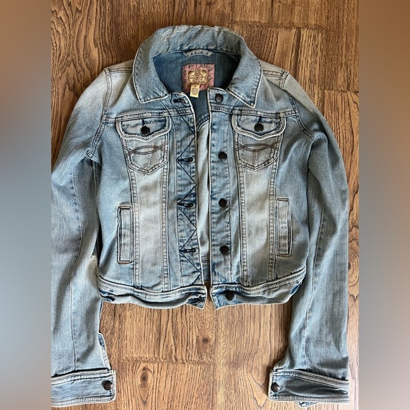 Abercrombie & Fitch Y2K Distressed Denim Jacket Blue Medium EUC - Picture 1 of 6